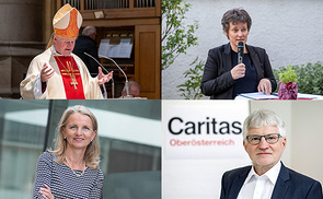 v.l.: Bischof Manfred Scheuer, Klara Csiszar, Gabriele Hofer-Stelzhammer und Franz Kehrer